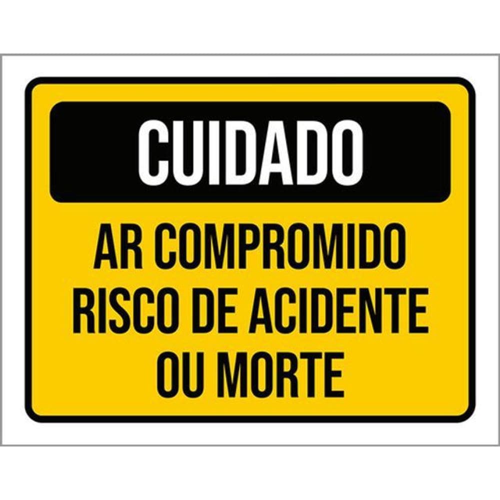 Kit 3 Placas Sinalização Cuidado Comprimido Risco Acidente