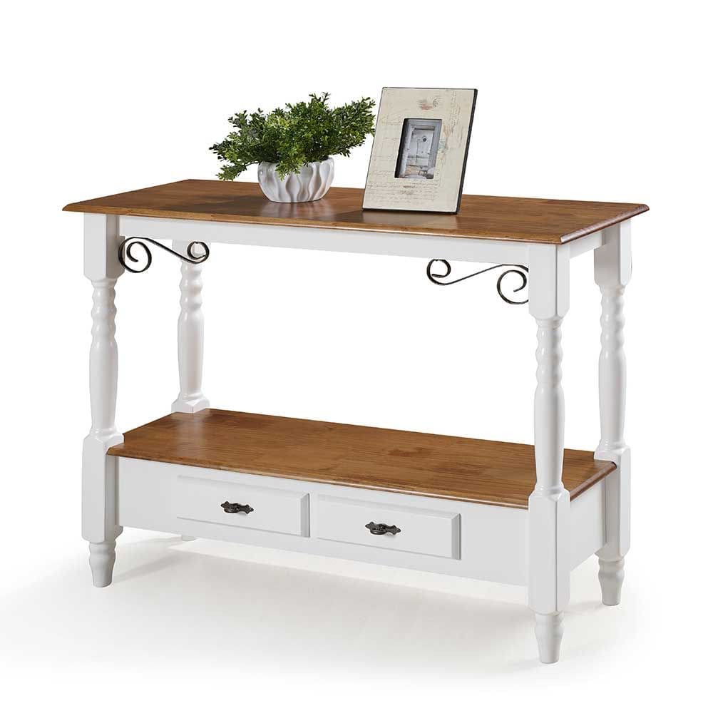 Aparador para Sala com Pés Torneados 2 Gavetas Inferiores 1028 Linz Móveis - Laca Branca/Imbuia Glazer