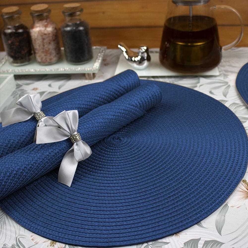 4 Jogo Americano Redondo Mesa Posta Sousplat Luxo Pvc Maz