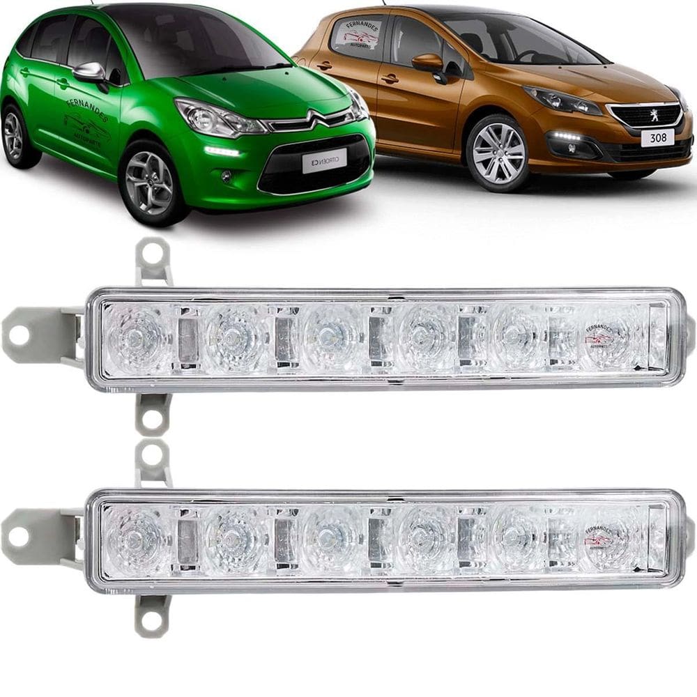 Par Pisca Led Para-Choque Dianteiro Citroen C3 Peugeot 308