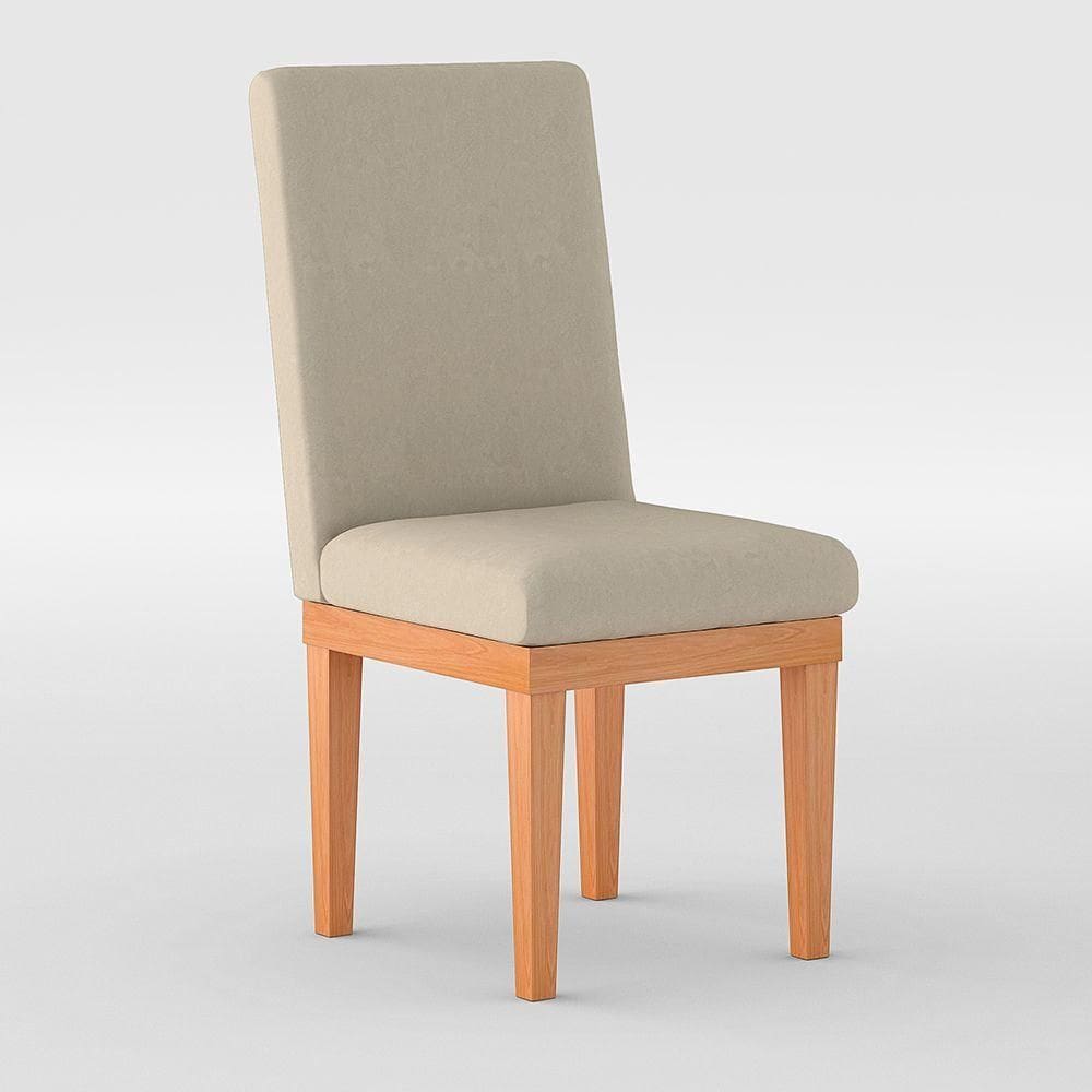 Cadeiras Estofada Com Base Suede Sala De Jantar Bege