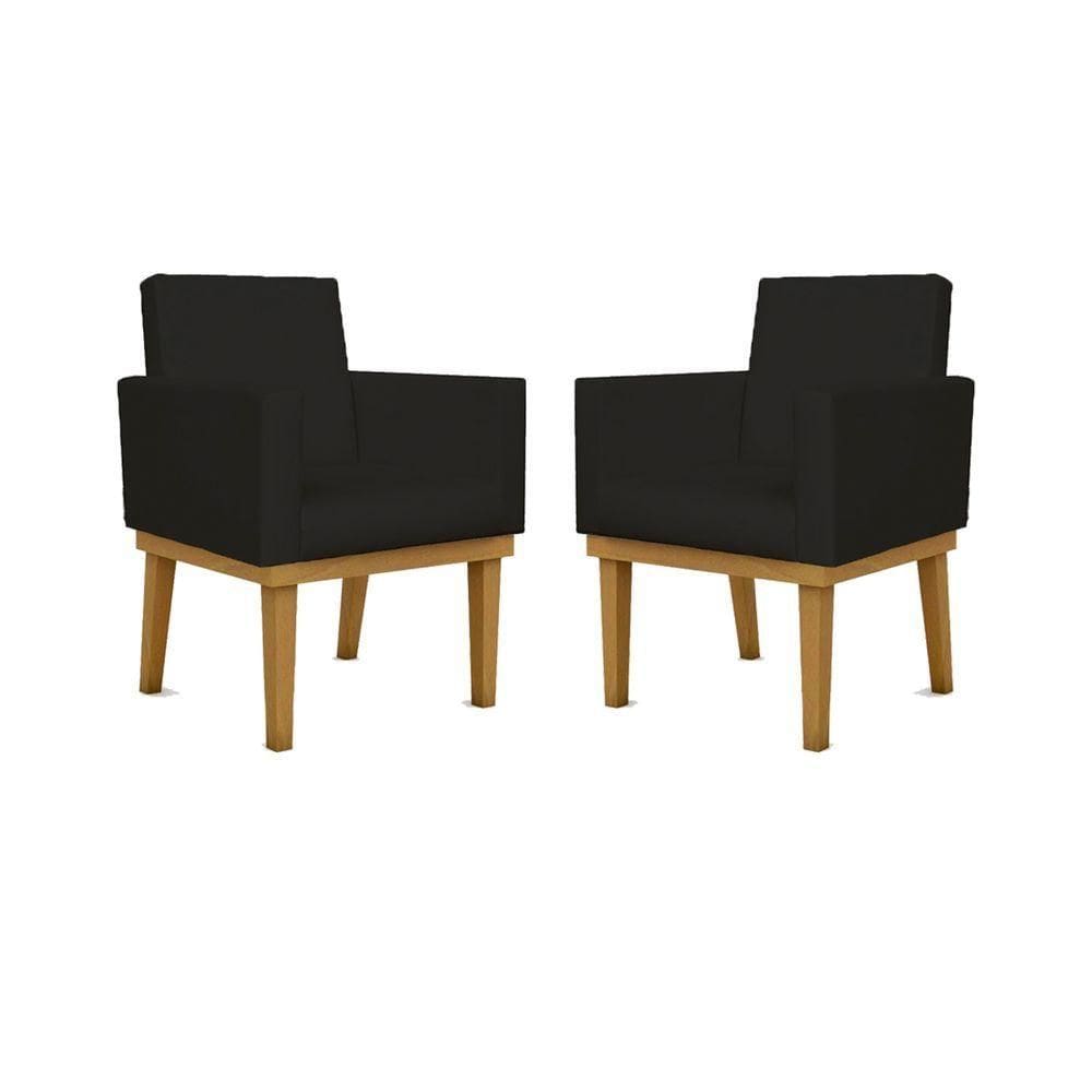 Kit 02 Poltronas Courino Cor preto