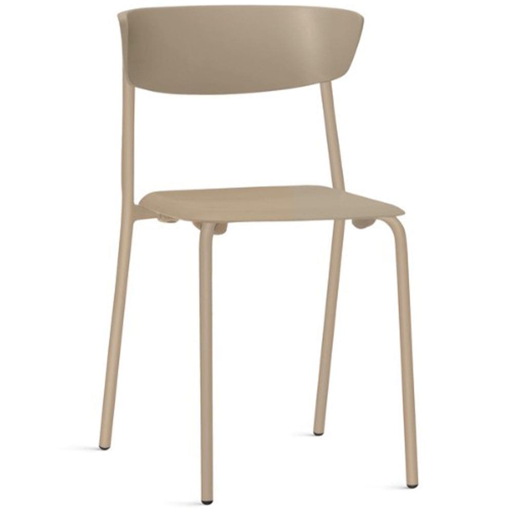 Cadeira Empilhável Fixa F02 Base Aço Nude - Lyam Decor