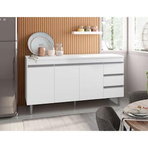 Balcão Gabinete Para Cozinha Andréia 150 Cm Branco