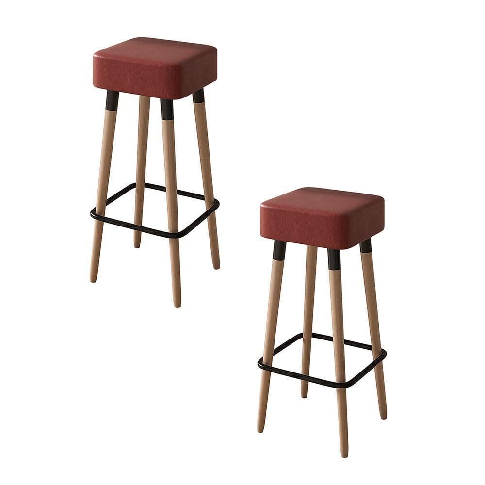 Kit 02 Banquetas Quadradas Milão Corano Telha