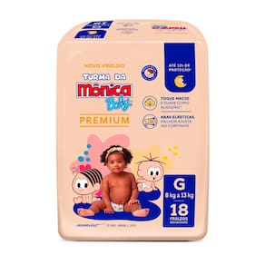 Fralda Infantil Turma da Mônica Baby Premium Tamanho G Pacote Jumbo 18 Unidades