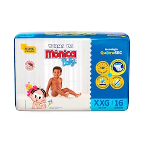 Fralda Turma da Mônica Baby Jumbo Tamanho XXG 16 Unidades Descartáveis