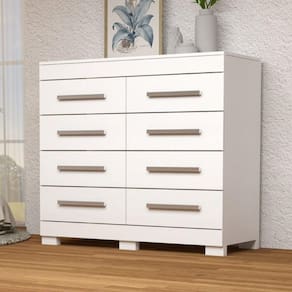 Cômoda Nalu 8 Gavetas 100% Mdf Com Pés Acp Móveis Branco
