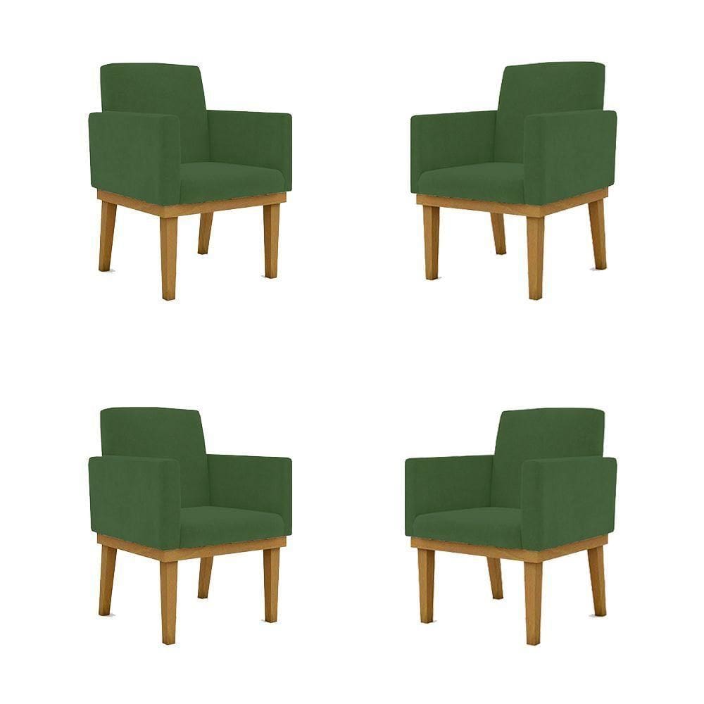 Kit 04 Poltronas Cadeira Reforçada - Escritório Verde Cor:verde