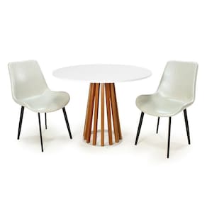Mesa De Jantar Redonda Talia Branca 100cm 2 Cadeiras s Chicago Branco