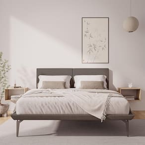 Cama Japonesa Toquio Casal Com Cabeceira Almofada Linho Marrom - Cor: Marrom
