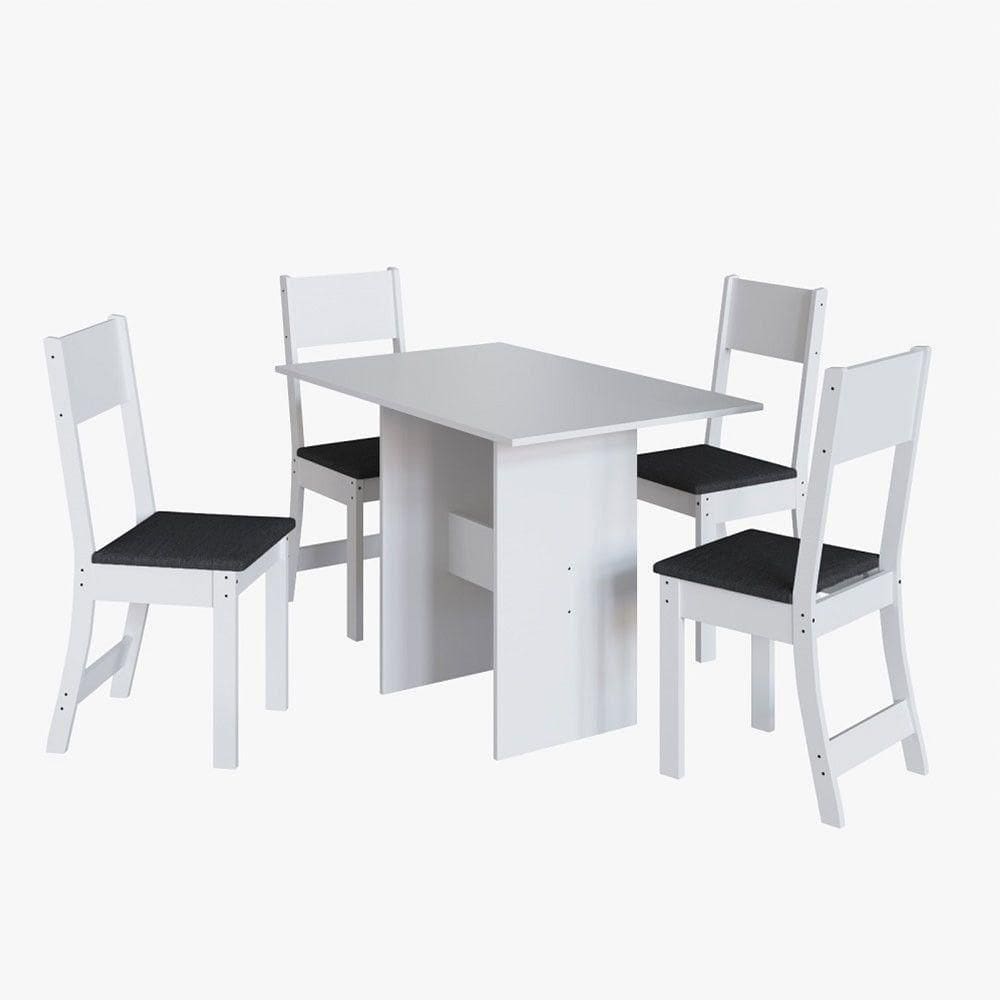 Conjunto De Mesa Karla Para Sala De Jantar 4 Cadeiras Indekes Branco