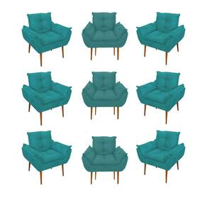 Kit 09 Cadeiras Poltronas Opala Clinica Salão Balaqui Decor Cor:azul Turquesa
