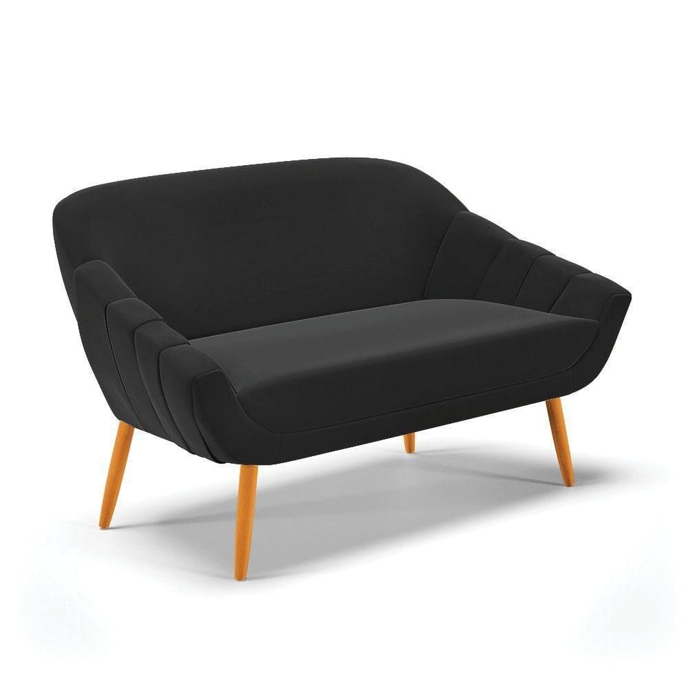Namoradeira 02 Lugares Giovana Suede Pés Palito Castanho - D`rossi Preto