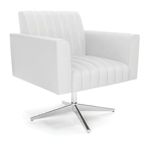 Poltrona Giratória Viena Gomada Corino Base Cromada - D`rossi Cor Branco