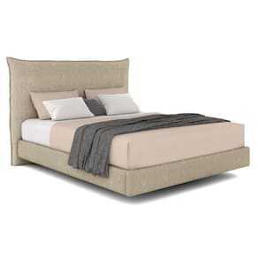Cama King Flutuante Com Cabeceira 195cm Lyra S05 Linho Bege - Mpozenato