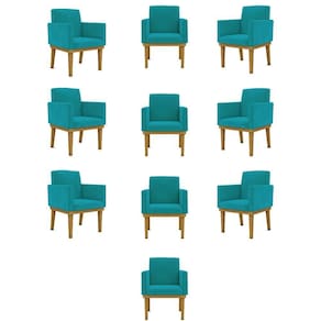 Kit 10 Poltronas Decorativa Reforçada Salão Cor:azul-turquesa