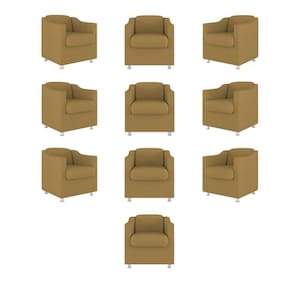 Kit 10 Cadeiras Poltronas Decorativas Sala De Espera Clinica Tecido Cor:capuccino