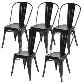 Kit Com 5cadeira Tolix Iron Design Preto Aço Industrial Sala Cozinha Jantar Bar