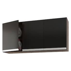 Kit área De Serviço E Lavanderia Com 02 Armários Aéreo 120cm E 80cm 100% Mdf Preto - Abmaza