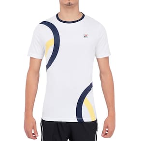 Camiseta Fila Player Fbox Print Branco Marinho e Amarela
