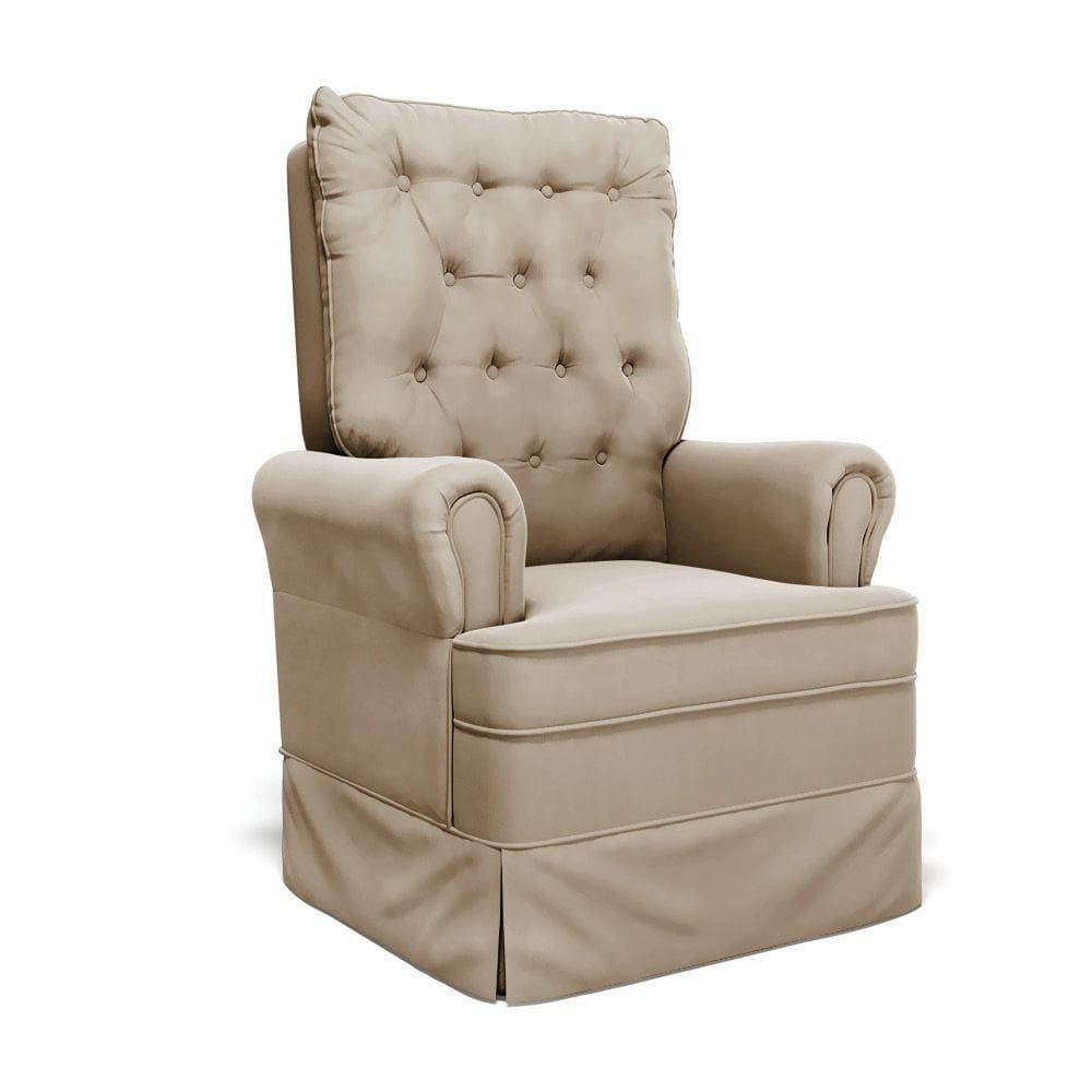 Poltrona De Amamentação Com Balanço Laura Veludo Marrom Tb302 Base De Madeira - D`rossi