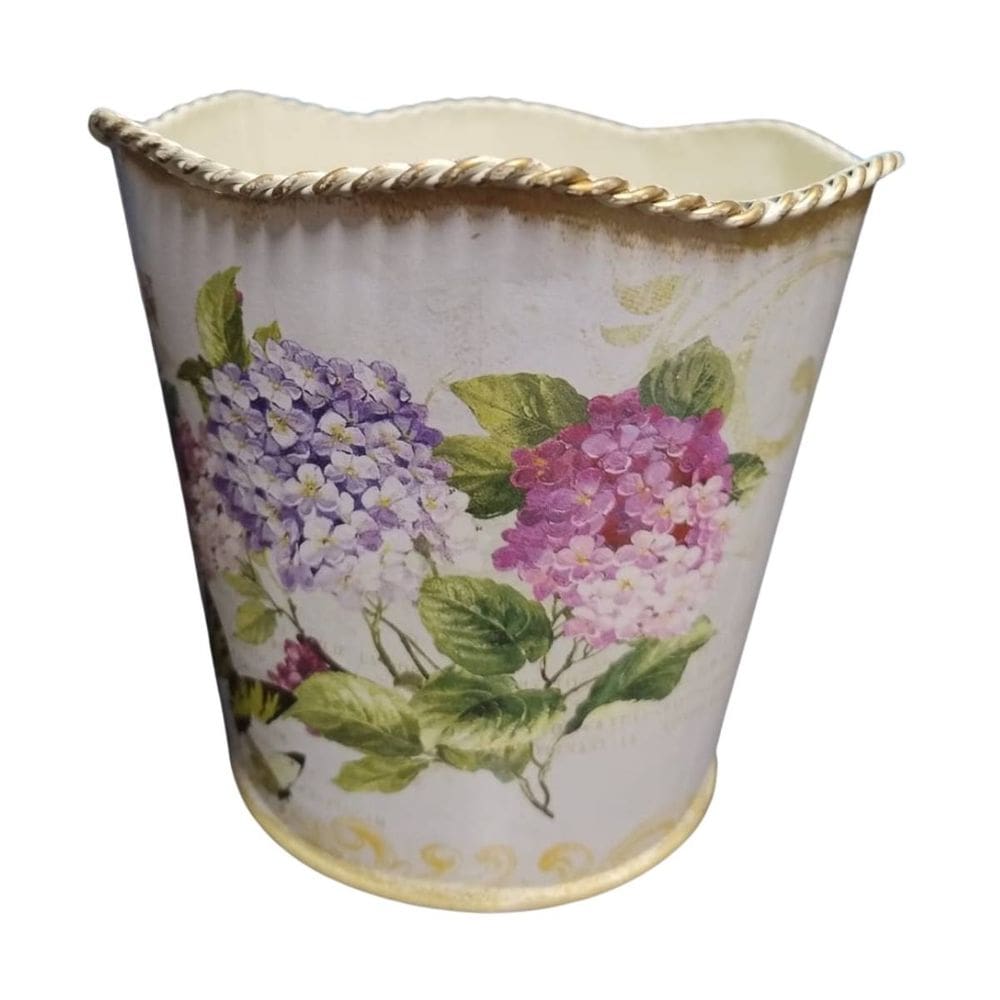 Cachepô Redondo Vintage Lata Borda Trab.(13X12) TOP GARDEN