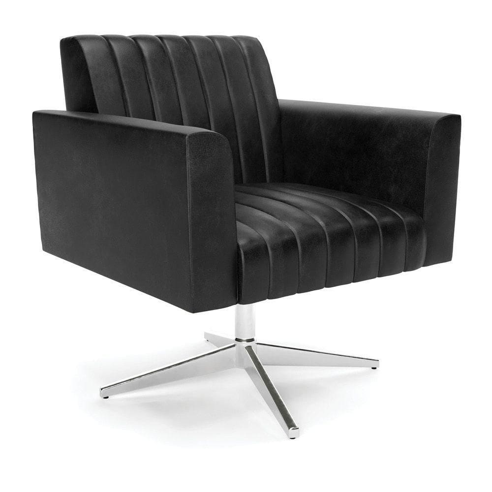 Poltrona Giratória Viena Gomada Corano Base Cromada - D`rossi Cor Preto