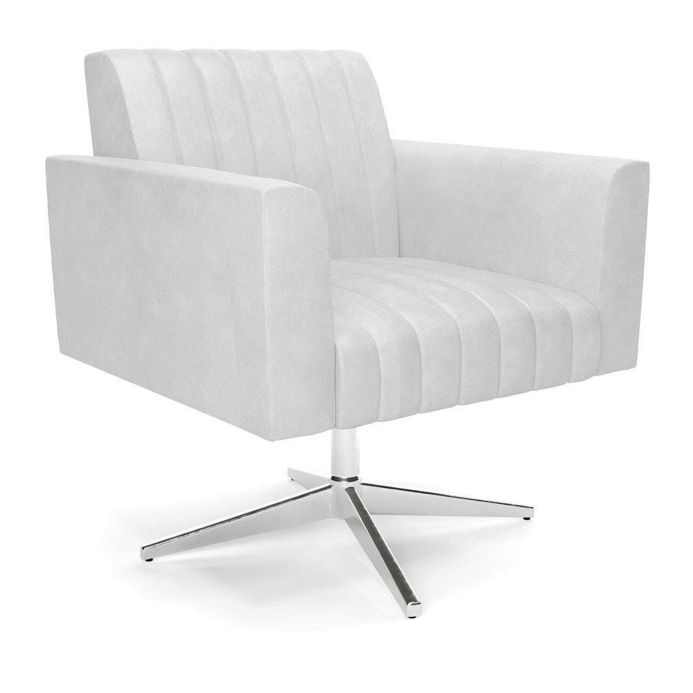 Poltrona Giratória Viena Gomada Corano Branco Base Cromada - D`rossi