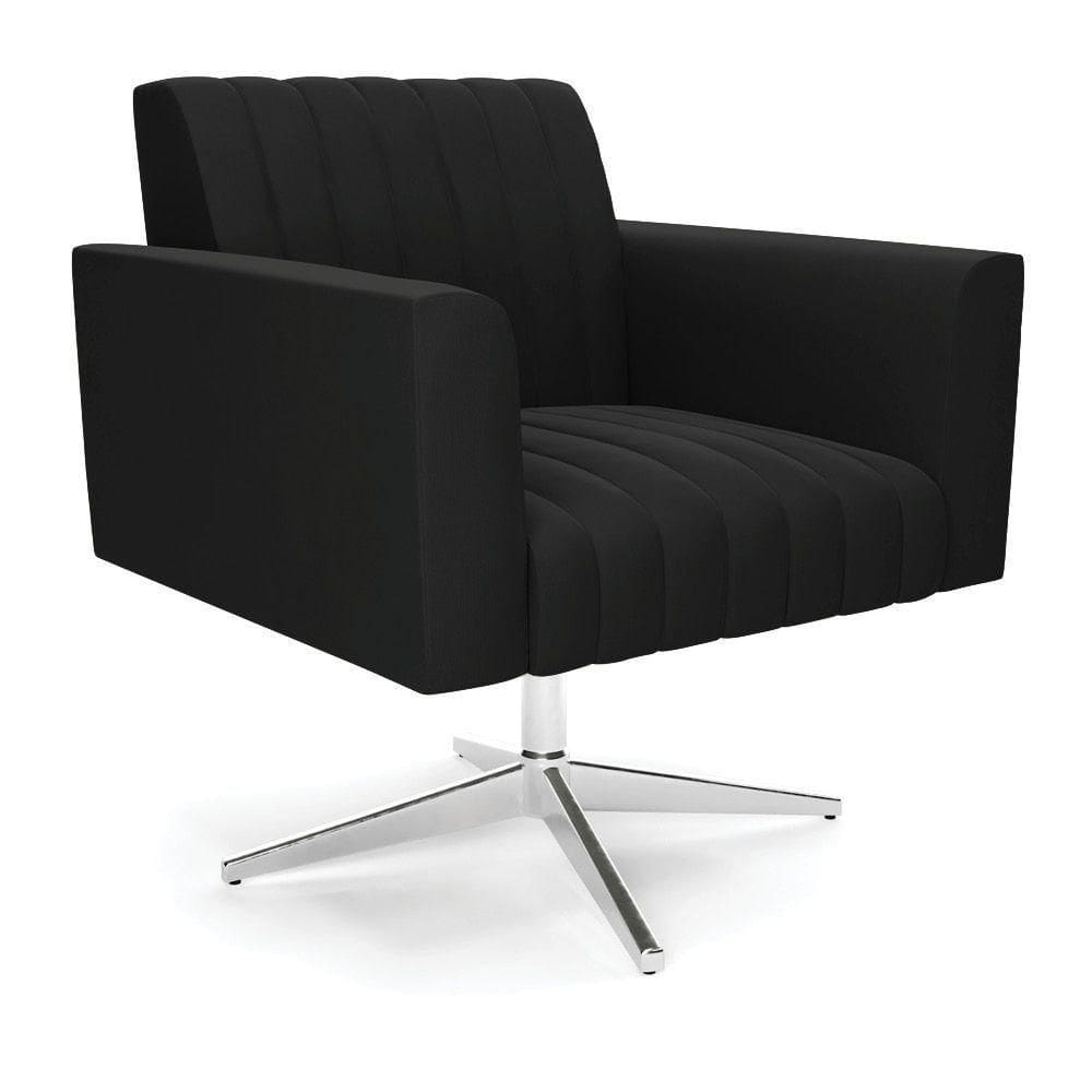 Poltrona Giratória Viena Gomada Suede Base Cromada - D`rossi Cor Preto
