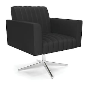 Poltrona Giratória Viena Gomada Corino Base Cromada - D`rossi Cor Preto