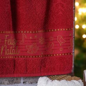 Kit 6 Toalha de Rosto Feliz Natal Bordada Jacquard 45x68cm