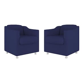 Kit 02 Poltronas Decorativas Clinica Tecido Suede Balaqui Cor:Azul Marinho