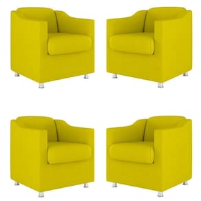 Kit 04 Poltronas Tilla Consultório Dentista Recepção Sala Cor:Amarelo