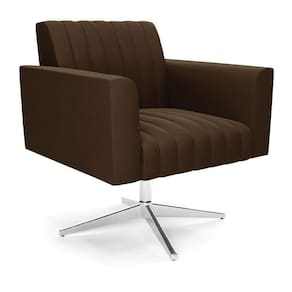 Poltrona Giratória Viena Gomada Suede Base Cromada - D`rossi Cor Marrom