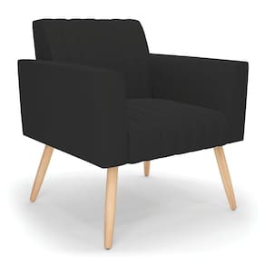 Poltrona Viena Gomada Veludo Pés Palito Natural - D`rossi Cor Preto