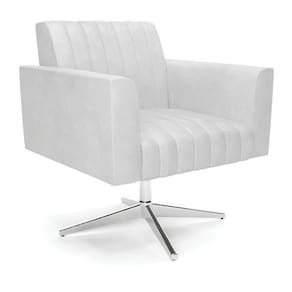 Poltrona Giratória Viena Gomada Corano Base Cromada - D`rossi Cor Branco
