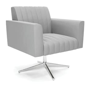 Poltrona Giratória Viena Gomada Suede Base Cromada - D`rossi Cor Cinza