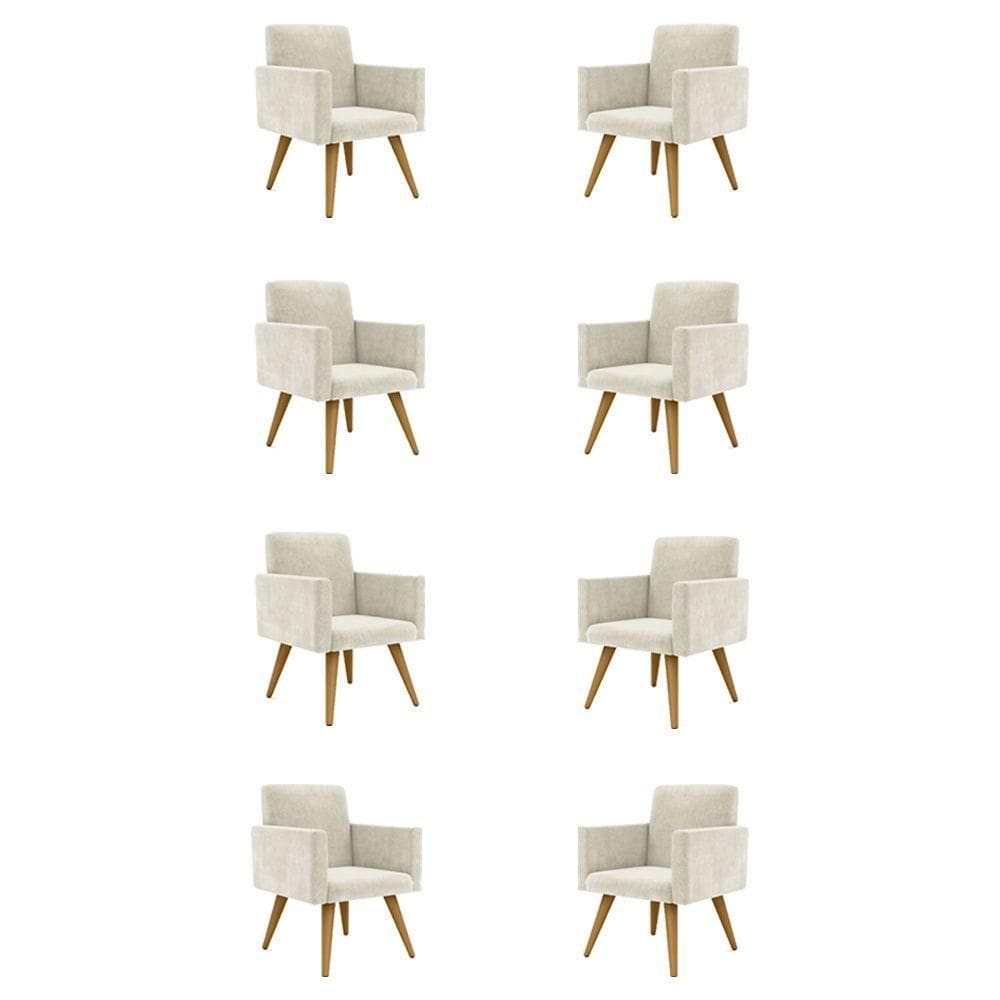 Kit 08 Cadeiras Poltronas Decorativa - Escritório - Recepção Cor:bege
