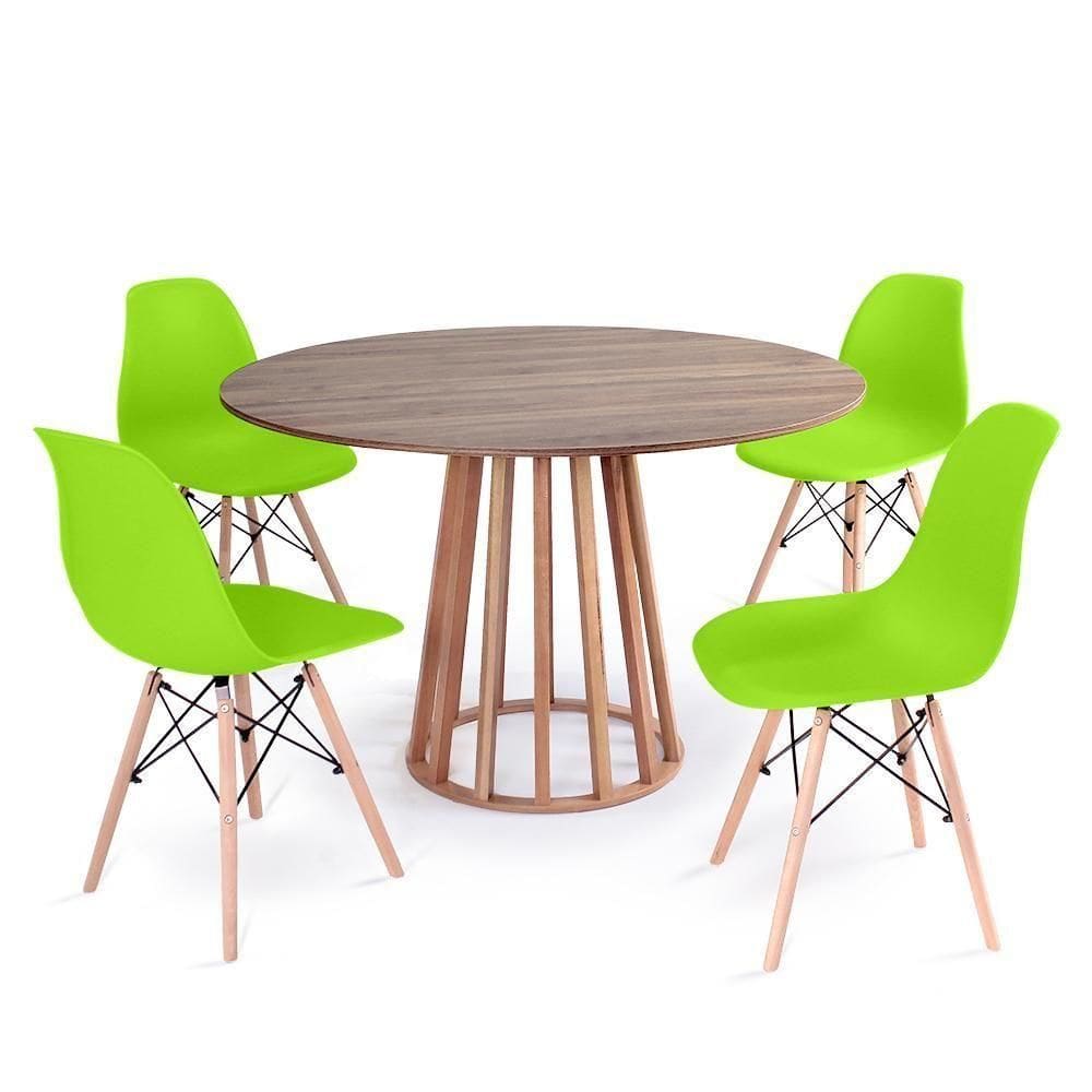 Mesa De Jantar Redonda Talia Natural 4 Cadeiras Verde