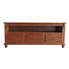 Rack 3 Gavetas Com Nicho E Tampo De Madeira - M550501 Cor Garapa - Verniz