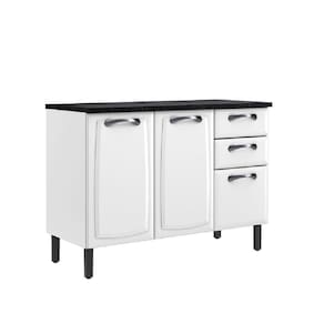 Balcão De Cozinha New Premium Em Aço Com 3 Portas E 2 Gavetas Itatiaia Branco Neve