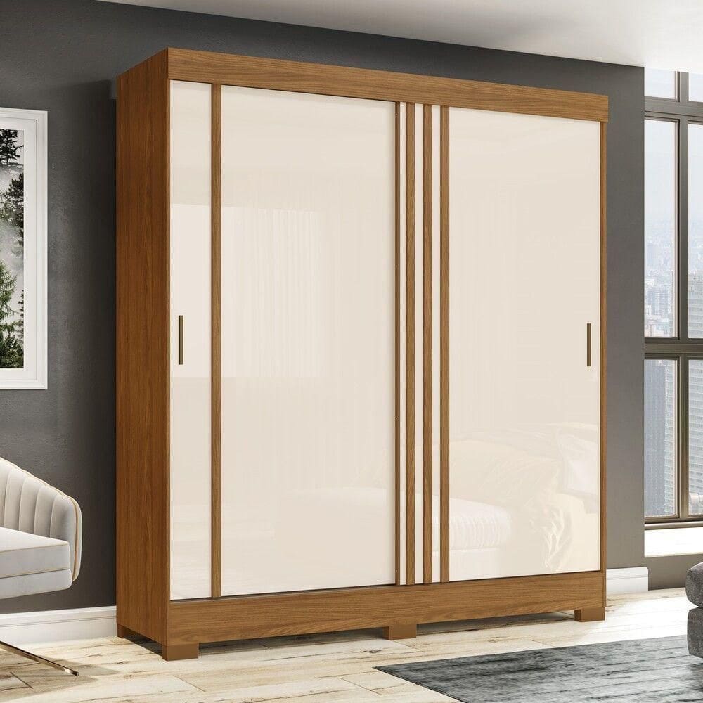Guarda Roupa Casal 2 Portas 2 Gavetas B353 Briz Nature Com Off White Ou Nature Com Cinza