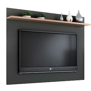 Painel Benevello 50" com Prateleira Mdp Grafite com Siena