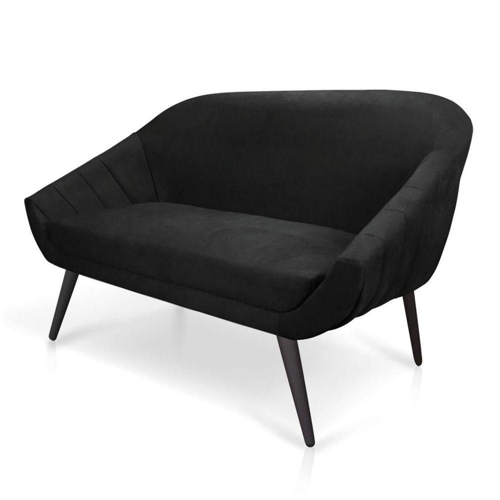 Namoradeira Giovana 02 Lugares Suede de Ferro Preto
