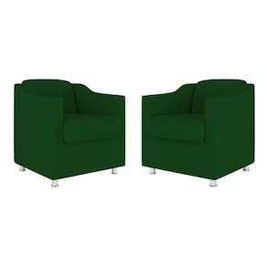 Kit 02 Cadeiras Poltronas Decorativas Recepção Clinica Suede Cor:verde