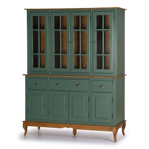 Arca Oratório 4 Portas Madeira, 3 Gavetas E 4 Portas Vidro Hannover - M560806 Cor Laca - Verde Musgo