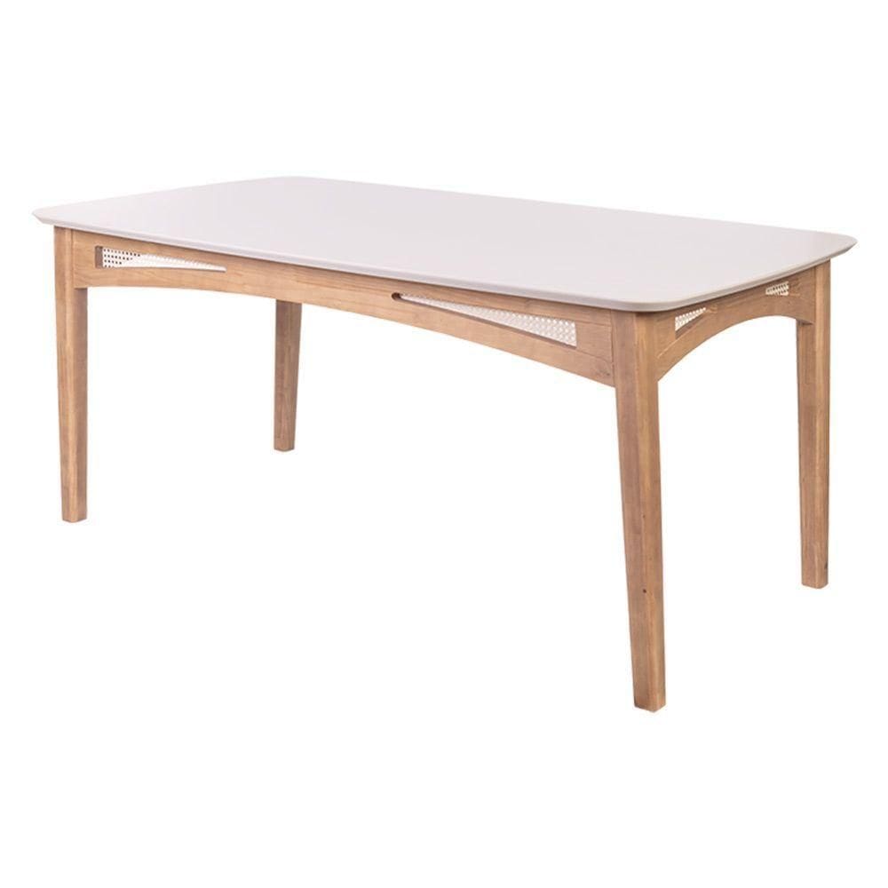 Mesa De Jantar Veneza Com Detalhe Em Rattan 6010-m Medidas 200cm X 100cm Cor Cera - Clara