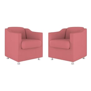 Kit 02 Cadeiras Poltronas Decorativas Recepção Clinica Suede Cor:rosa