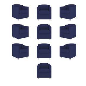Kit 10 Poltronas Decorativa Reforçada Consultório Sala Suede azul Marinho